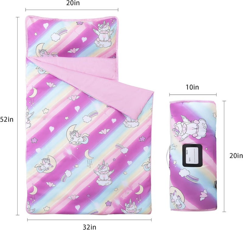 MORAIS Toddler Nap Mat with Pillow and Blanket, 52" x 20" Lightweight and Soft Nap Mat for Preschool, Daycare, Travel Sleeping Bags - Image 2